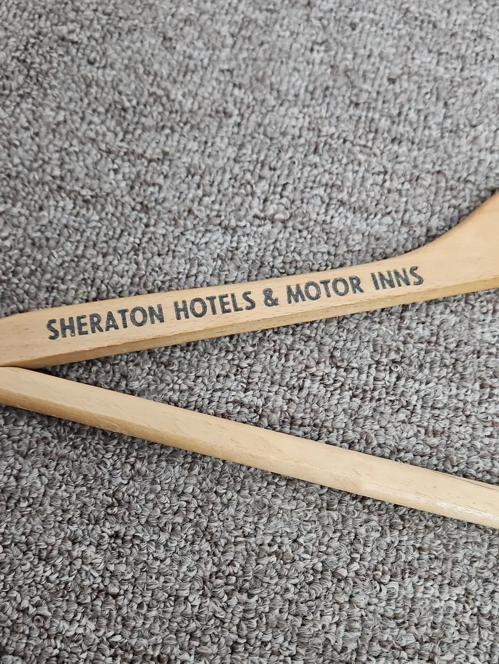 Vintage Sheraton Hotels & Motor Inns Logo Wooden Hanger in Natural Wood